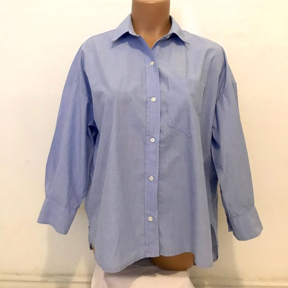 GAP Tops - Gap Poplin oversize cocoon shirt light blue XS